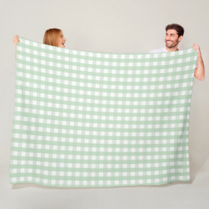 Classic Pattern Of Green And White Gingham Fleece Blanket