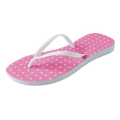 Classic Pattern Trendy Pink Template White Dots Flip Flops