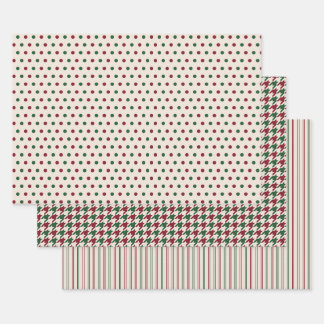 Classic Patterns in Warm Christmas Colors Wrapping Paper Sheets