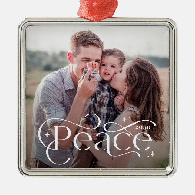 Classic Peace EDITABLE COLOR Personalized Ornament (Front)
