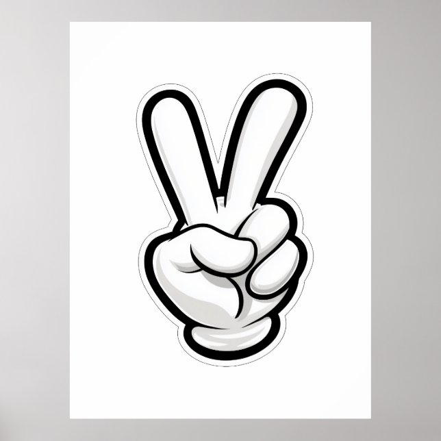 Classic Peace Hand Symbol Icon Poster (Front)
