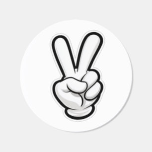 Classic Peace Hand Symbol Icon Round Sticker