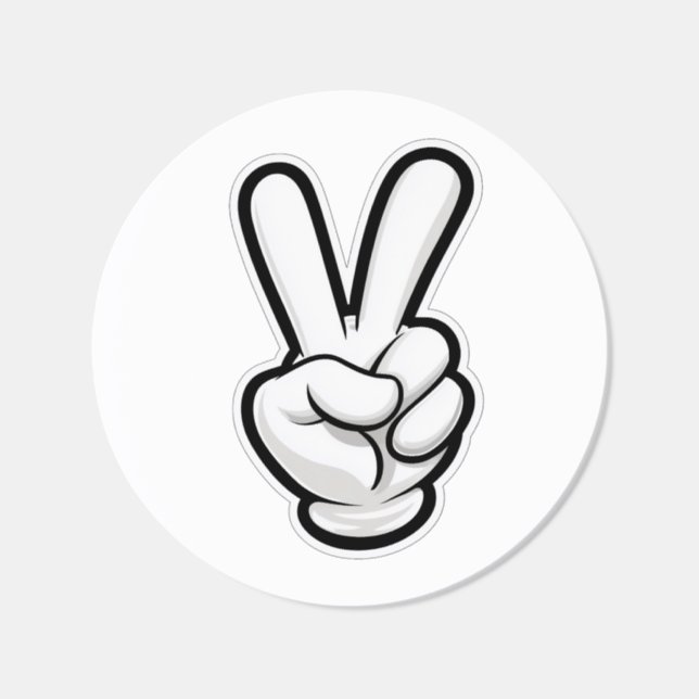 Classic Peace Hand Symbol Icon Round Sticker (Single)
