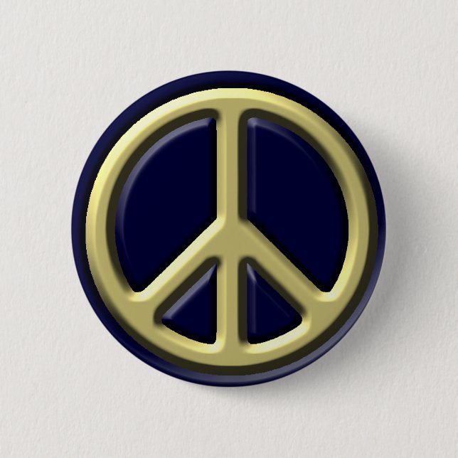 Classic Peace Sign, Gold Pinback Button (Front)