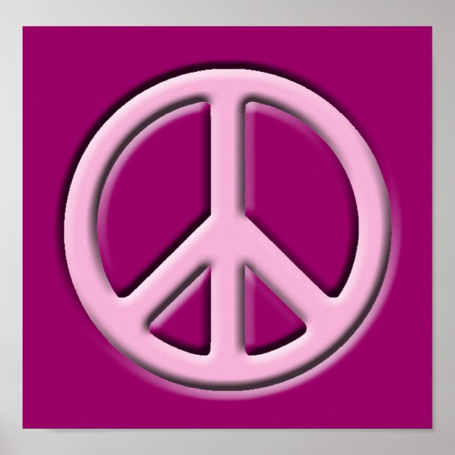 Classic Peace Sign, Pink Poster (Front)