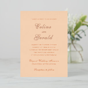 Classic Peach Elegant Wedding Foil Invitation