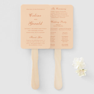 Classic Peach Elegant Wedding Program Hand Fan