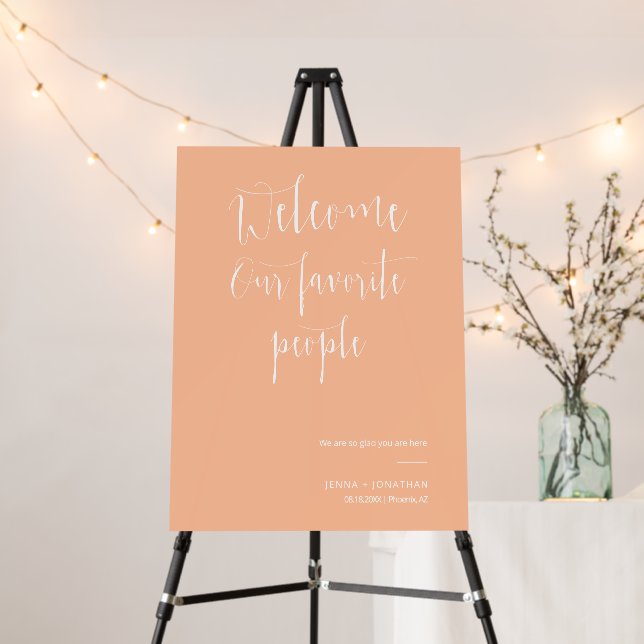 Classic Peach Minimalist Welcome Wedding Foam Board (In Situ (Stand))