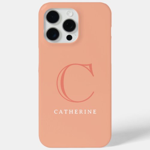 Classic Peach Pink Script Monogram Case_Mate iPhone 15 Pro Max Case