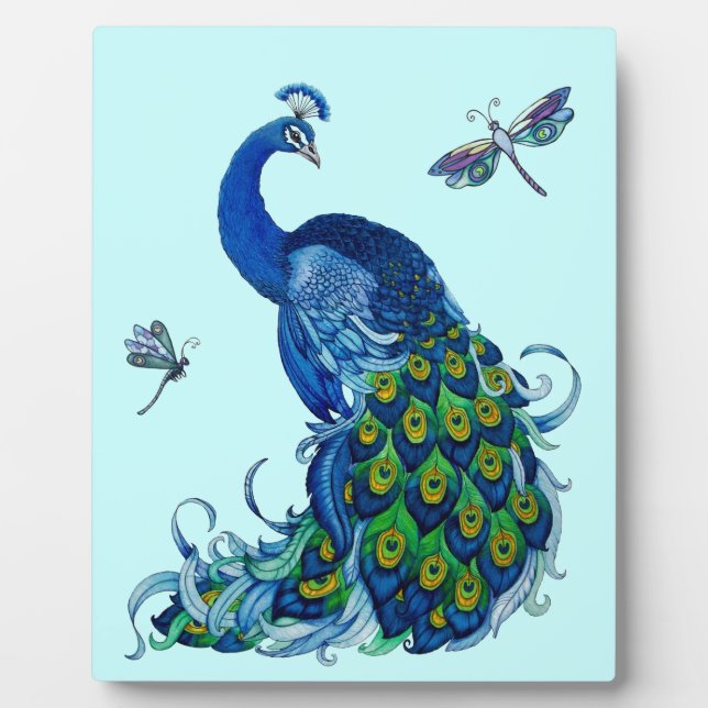Classic Peacock and Dragonfly Design Plaque (Front)