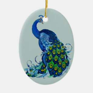 Classic Peacock Design Ceramic Ornament
