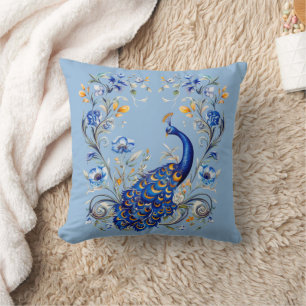 Classic Peacock Design - Elegant Gift for Her Throw Pillow