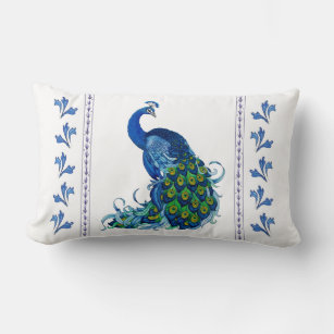 Classic Peacock Design Lumbar Pillow
