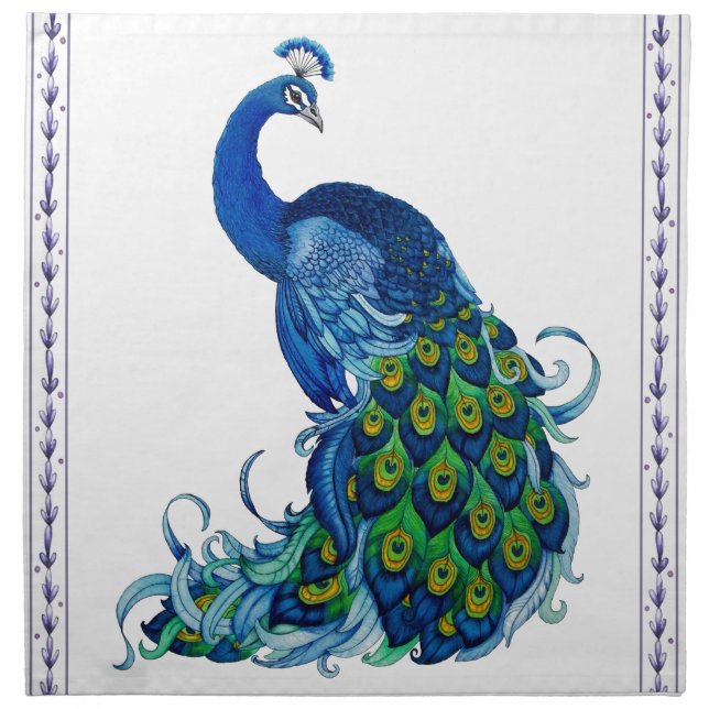 Classic Peacock Design Napkin (Front)