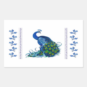Classic Peacock Design Rectangular Sticker