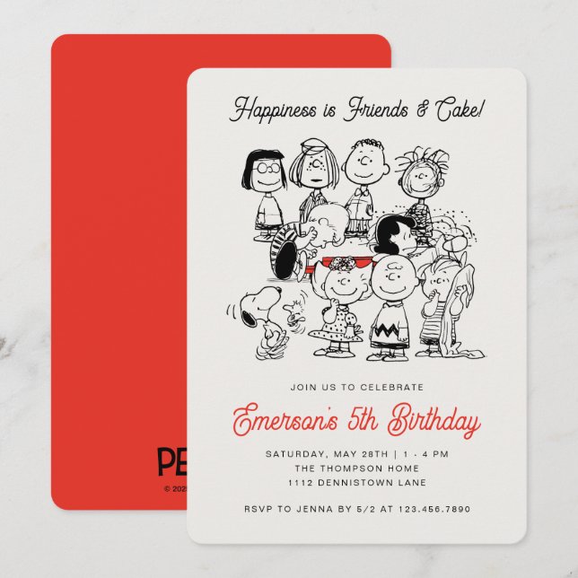 Classic Peanuts Gang Birthday | Snoopy & Friends I Invitation (Front/Back)