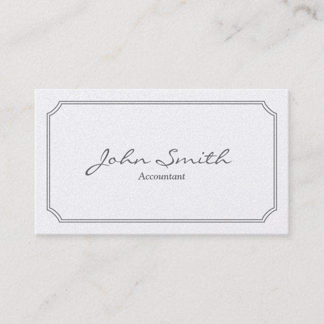 Classic Pearl White Accountant Business Card (Front)