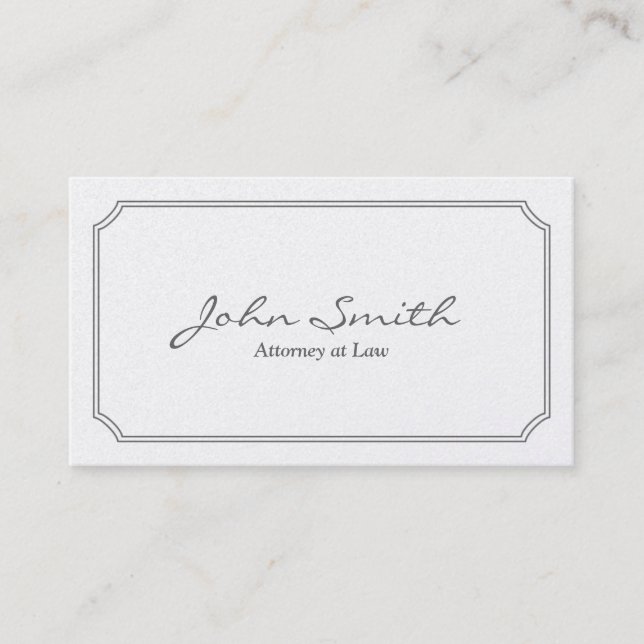 Classic Pearl White Attorney Business Card (Front)