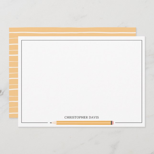 Classic pencil framed stationery back to school note card (Front/Back)