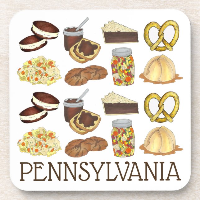 Classic Pennsylvania PA Dutch Amish Food Dishes Beverage Coaster (Front)