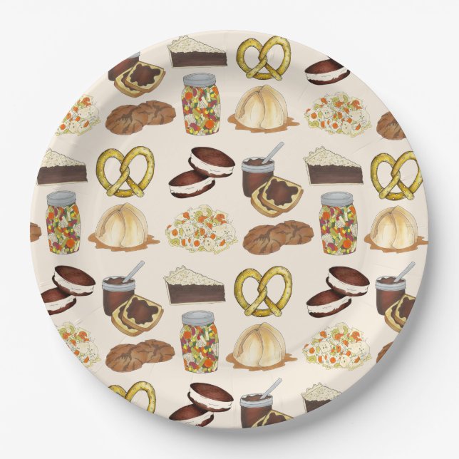 Classic Pennsylvania PA Dutch Amish Food Dishes Paper Plates (Front)