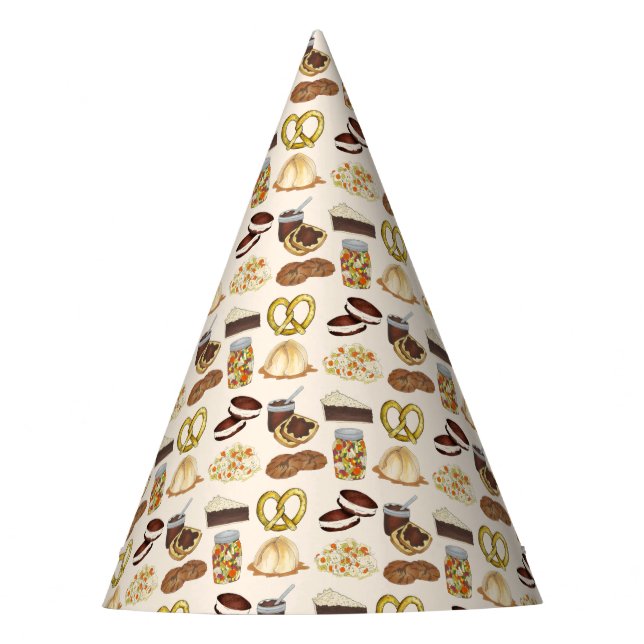 Classic Pennsylvania PA Dutch Amish Food Dishes Party Hat (Front)