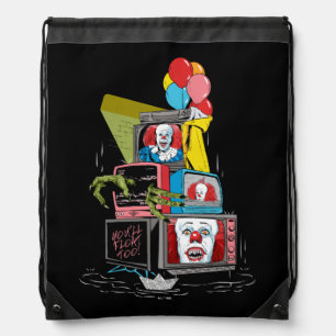 Classic Pennywise TV Stack - You'll Float Too Drawstring Bag