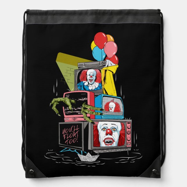 Classic Pennywise TV Stack - You'll Float Too Drawstring Bag (Front)