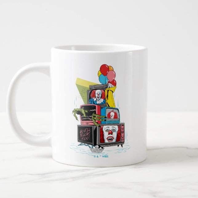Classic Pennywise TV Stack - You'll Float Too Giant Coffee Mug (Left)