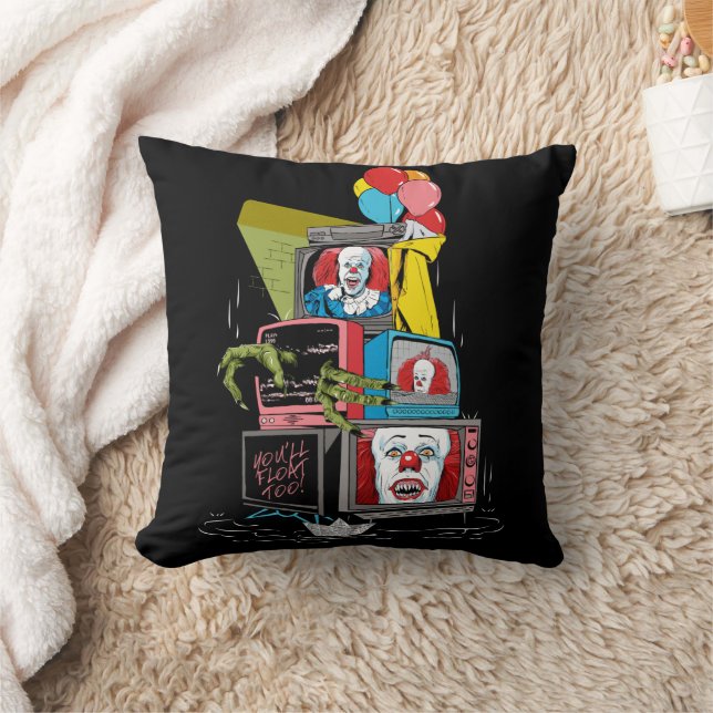 Classic Pennywise TV Stack - You'll Float Too Throw Pillow (Blanket)