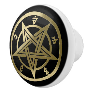 Classic pentagram symbol ceramic knob