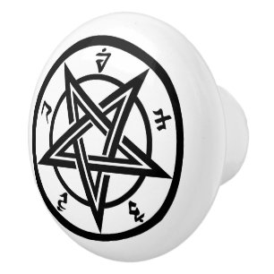 Classic pentagram symbol ceramic knob