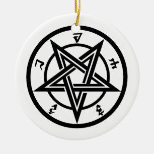 Classic pentagram symbol ceramic ornament