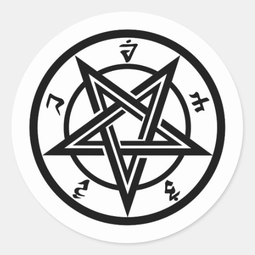 Classic pentagram symbol classic round sticker