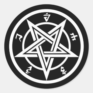 Classic pentagram symbol classic round sticker