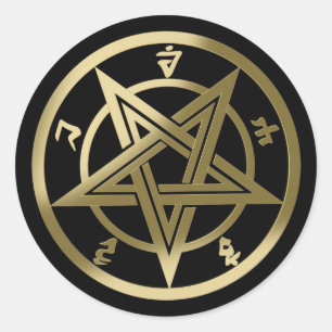 Classic pentagram symbol classic round sticker