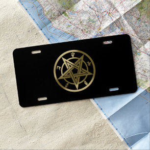 Classic pentagram symbol license plate
