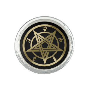 Classic pentagram symbol ring