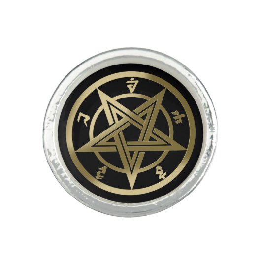 Classic pentagram symbol ring (Front)
