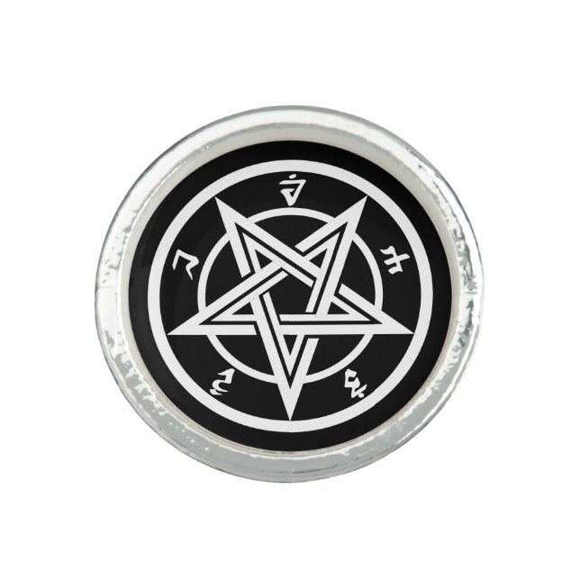 Classic pentagram symbol ring (Front)