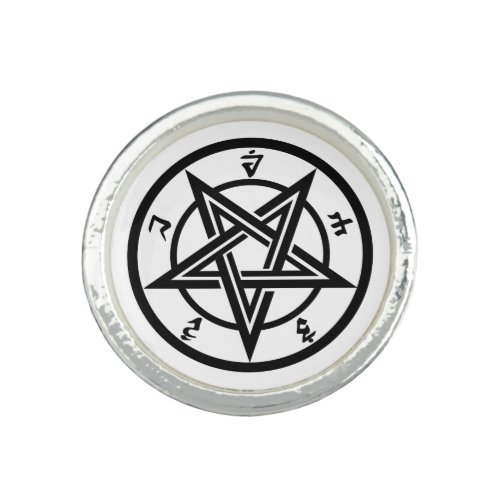 Classic pentagram symbol ring