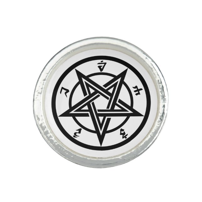 Classic pentagram symbol ring (Front)