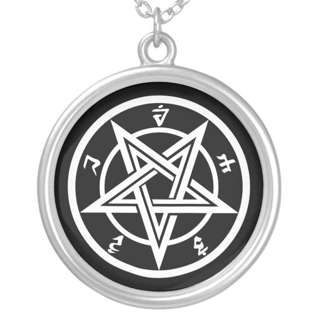 Classic pentagram symbol silver plated necklace (Front)