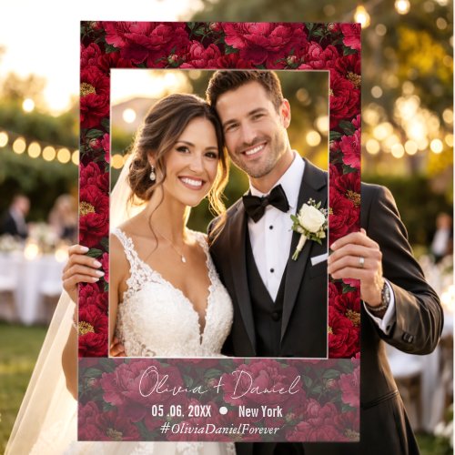 Classic Peonies Aesthetic Bride And Groom Selfie  Frame