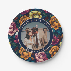 Classic Peonies Plates For Bride And Groom Cake