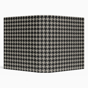 Classic Pepita Houndstooth Pattern Black Grey 3 Ring Binder