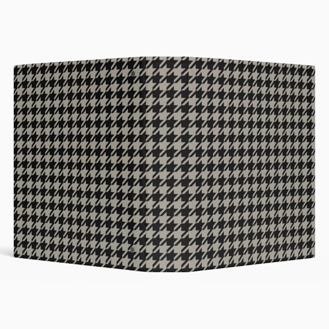 Classic Pepita Houndstooth Pattern Black Grey  3 Ring Binder (Background)