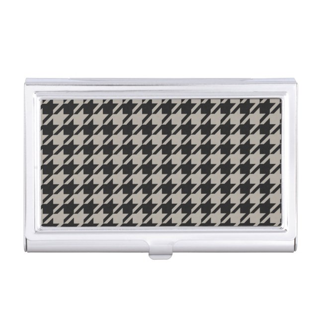 Classic Pepita Houndstooth Pattern Black Grey   Business Card Case (Front)