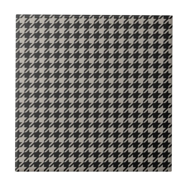 Classic Pepita Houndstooth Pattern Black Grey   Ceramic Tile (Front)