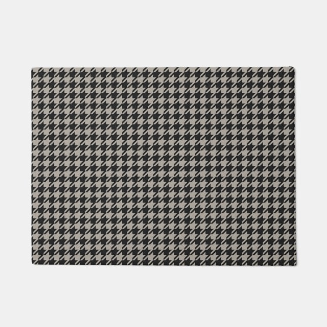 Classic Pepita Houndstooth Pattern Black Grey   Doormat (Front)